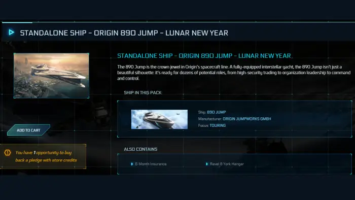 Standalone Ship - Origin 890 Jump - Lunar New Year (6 Months)