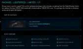 Package - Lightspeed - Limited - LTI 350R, Origin Racing Suit, Self-Land Hangar {RARE}